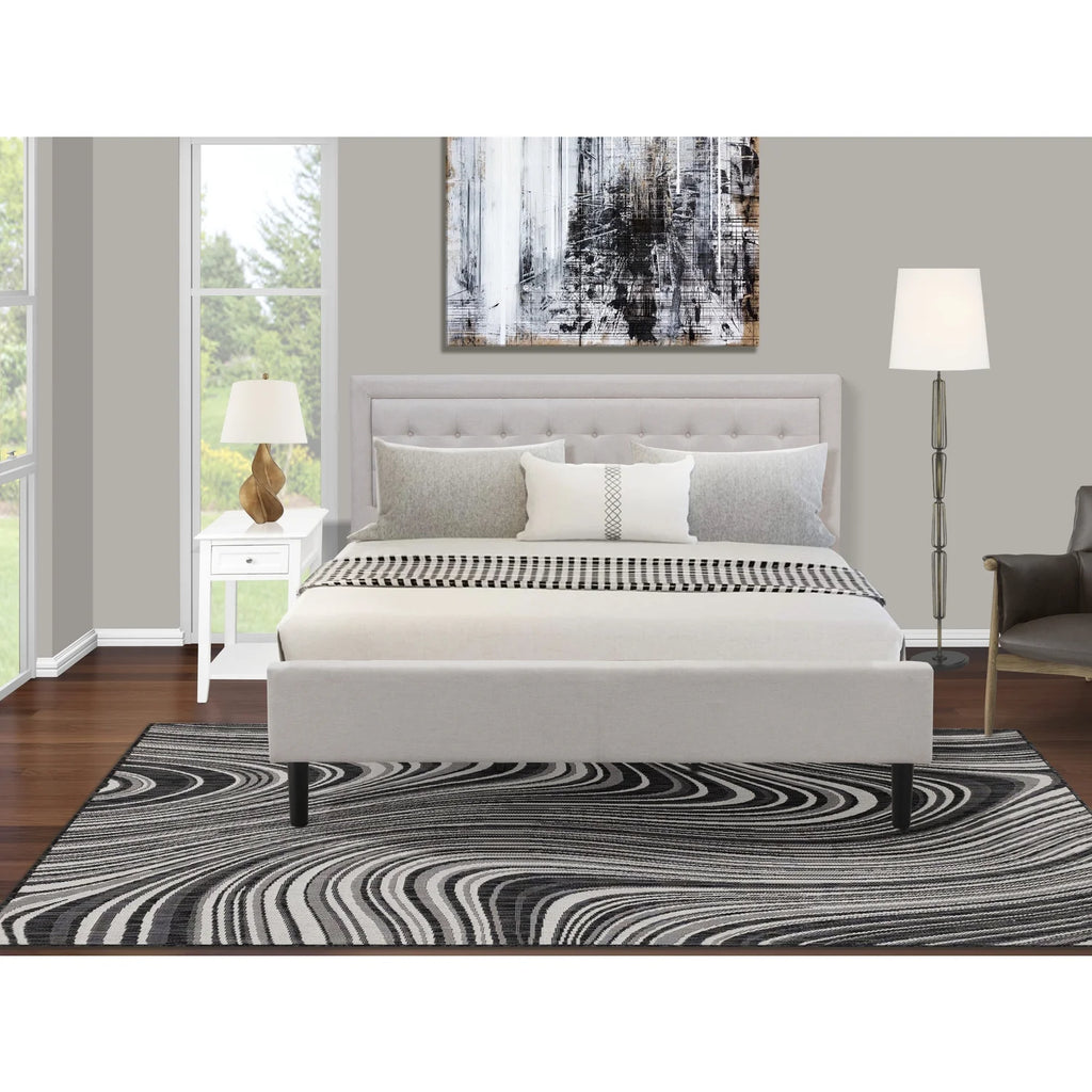 2-Piece Bedroom Set with Wood Bed Frame and Nightstand U7114