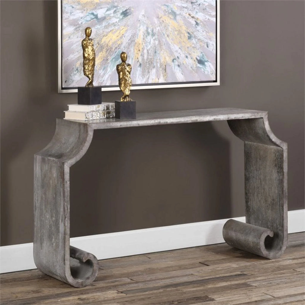 Contemporary Console Table in Stone Gray G7512