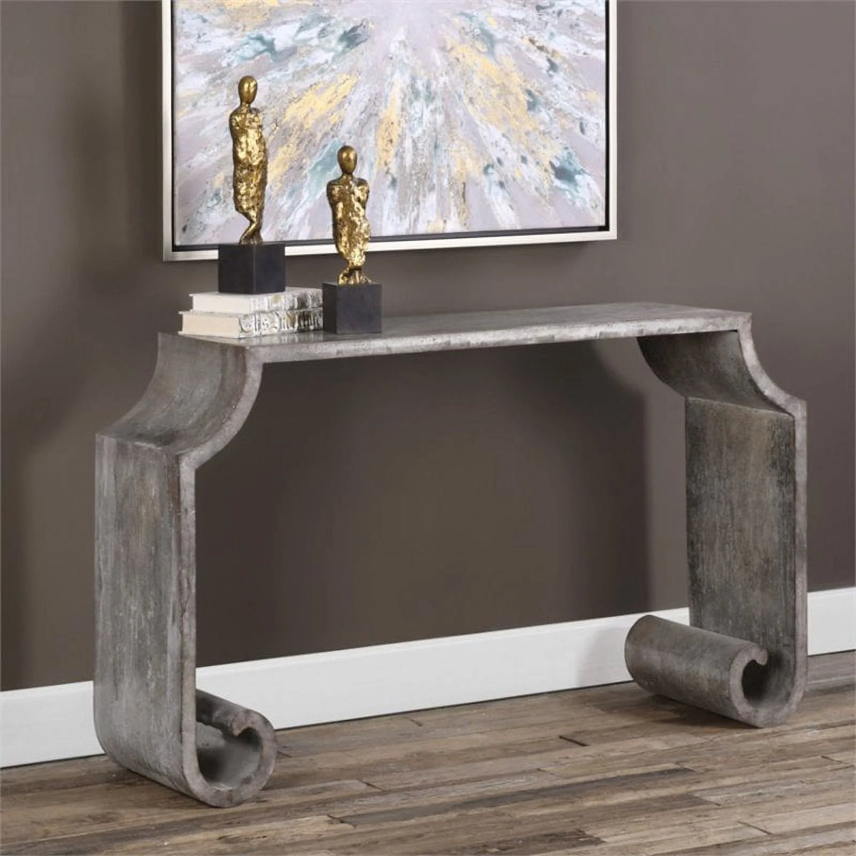 Contemporary Console Table in Stone Gray G7512