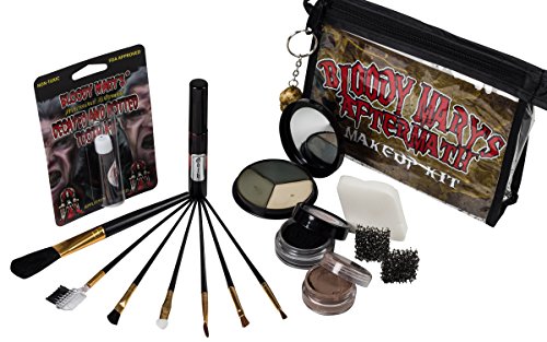 Zombie Makeup Kit with Tri Color Foundation Wheel, Eyeshadow, FX Blood, Eyeliner, Sponges, Brushes P1696