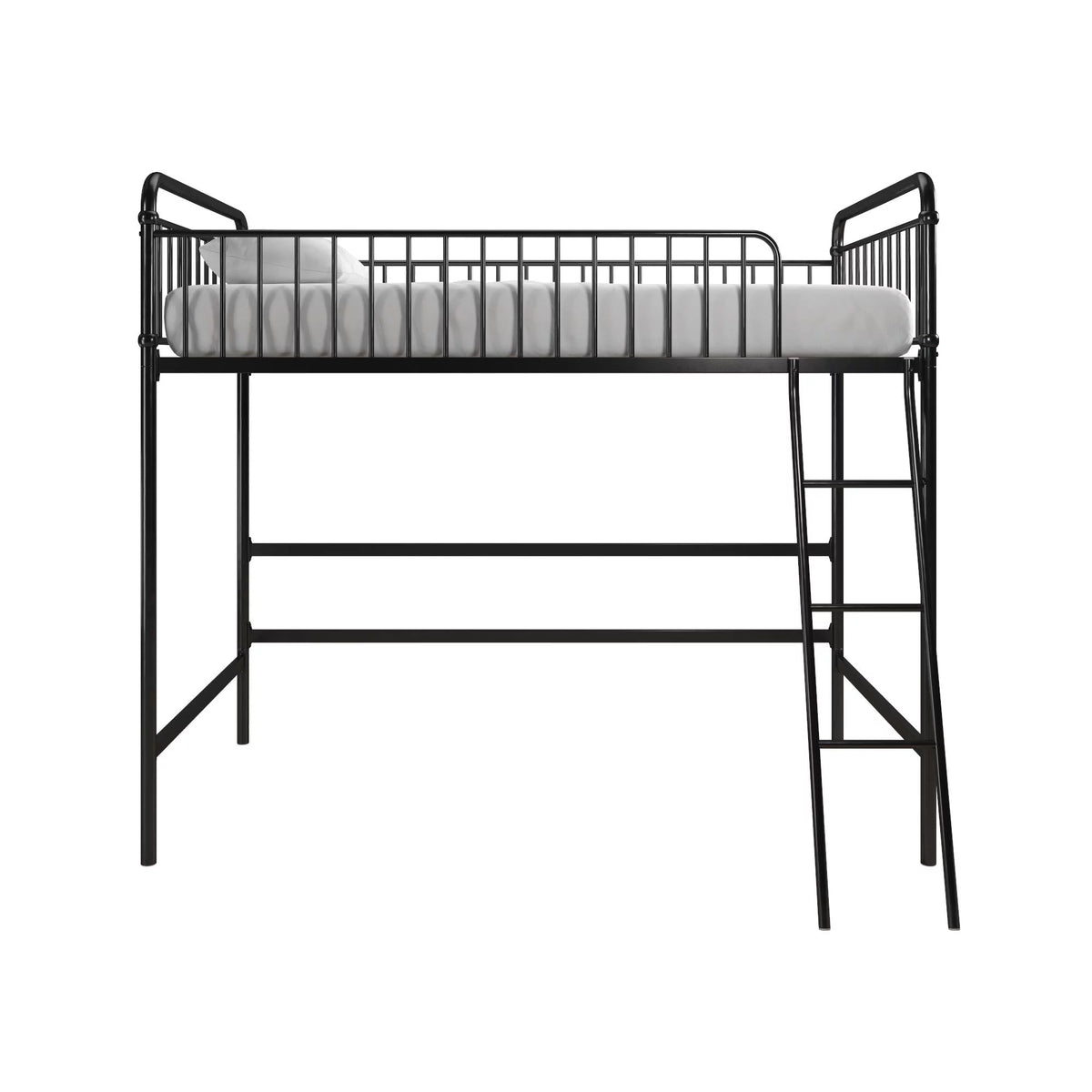 Black Twin Metal Loft Bed L3106