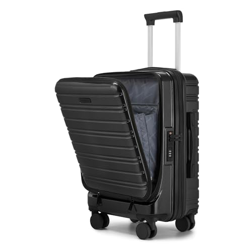 Black 20 Inch Expandable Hardside Carry On Luggage with Spinner Wheels S292