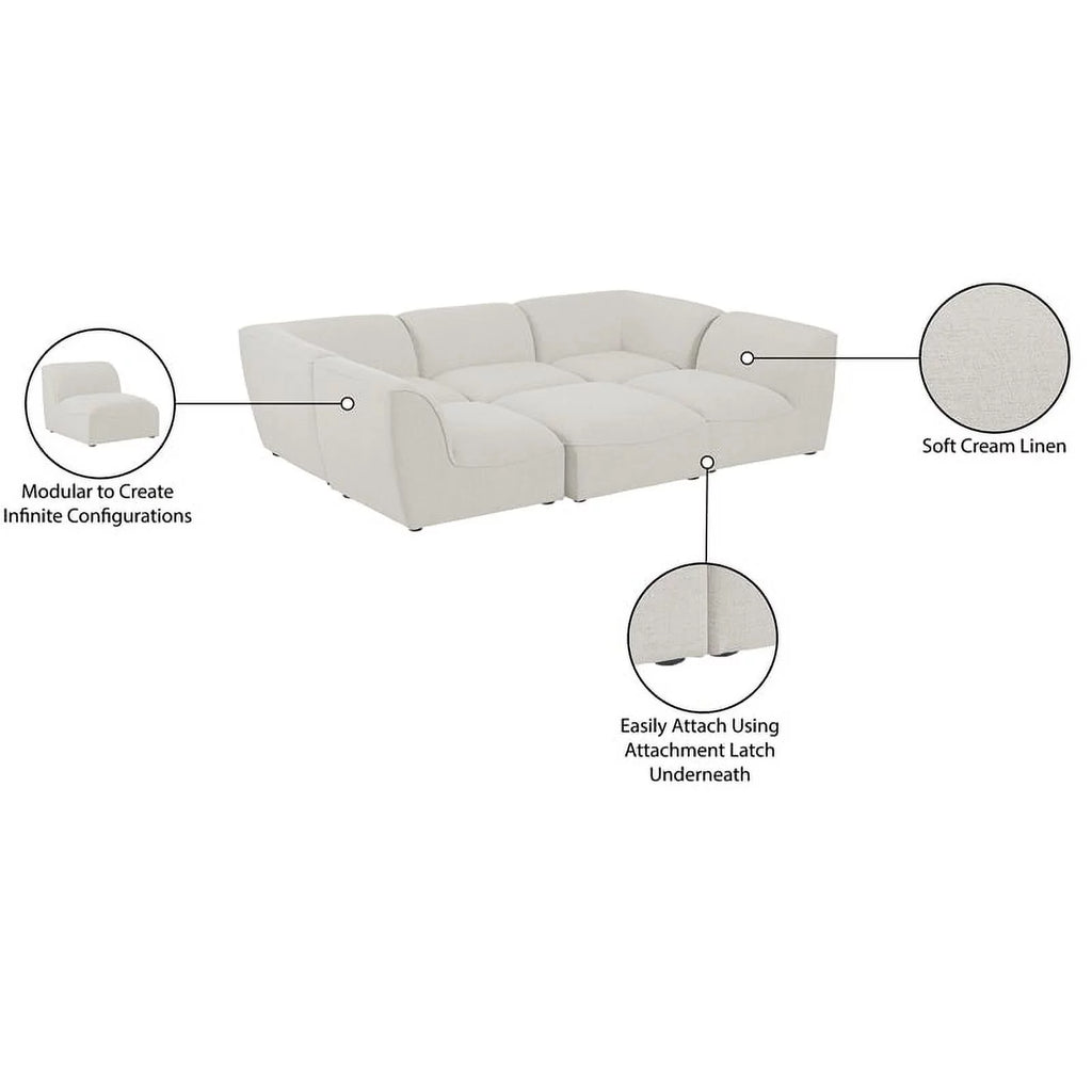 Cream Linen Textured Modular Sectional E51614