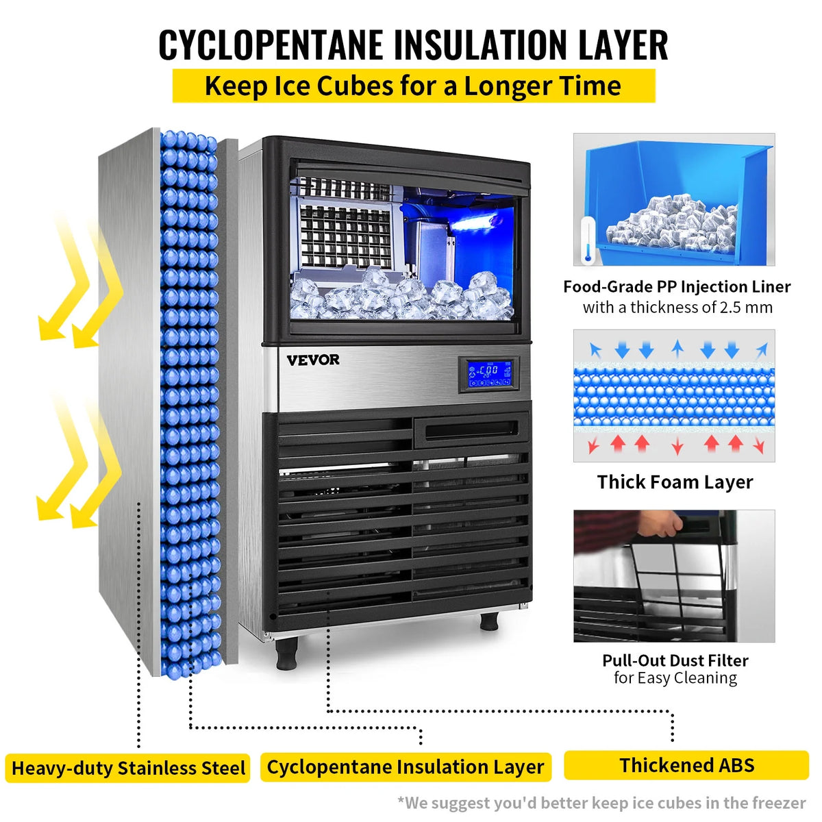 Commercial Ice Maker 155lbs/24h with 44lbs Bin Stainless Steel Z73640