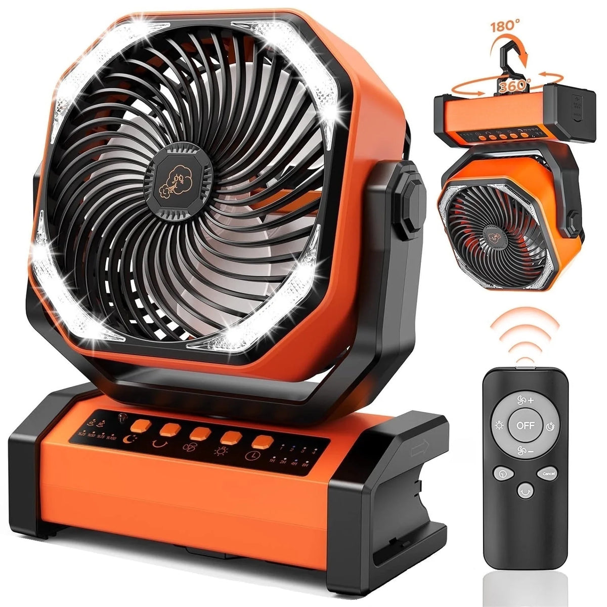 Portable Rechargeable Camping Fan with LED Light I929