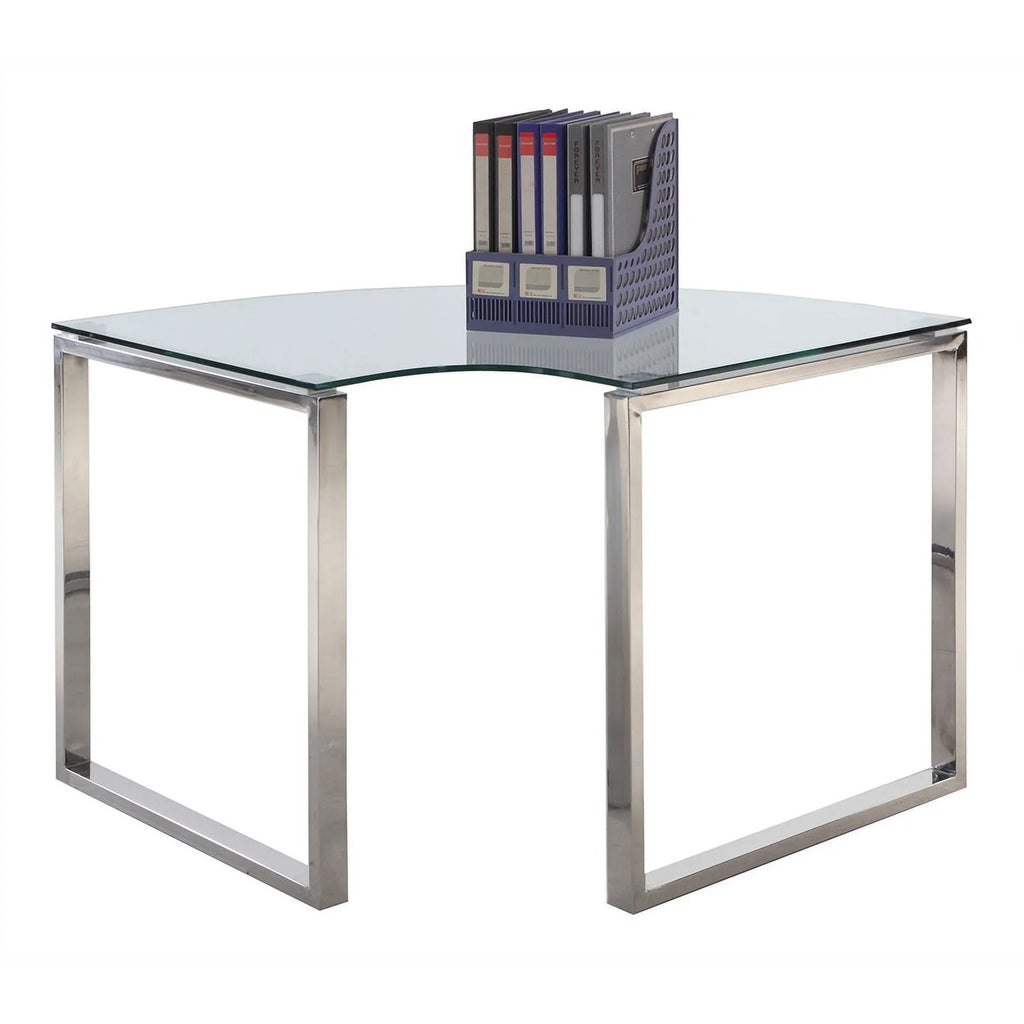 Contemporary Corner Desk with Glass Top T474