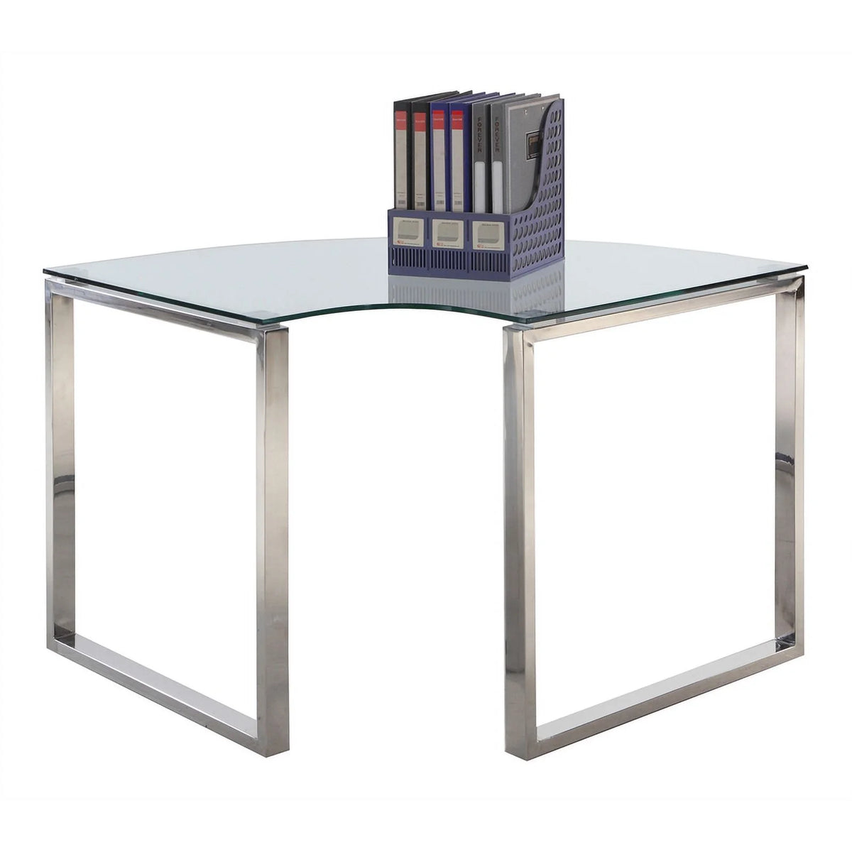 Contemporary Corner Desk with Glass Top T474
