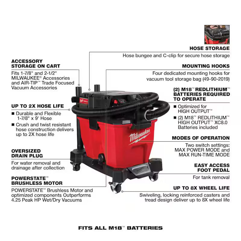 9 Gal. Cordless Wet/Dry Shop Vacuum Kit with Swiveling Palm Brush Tool U3185