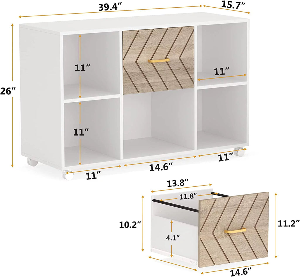 2 Drawer Wood File Cabinet with Wheels V187