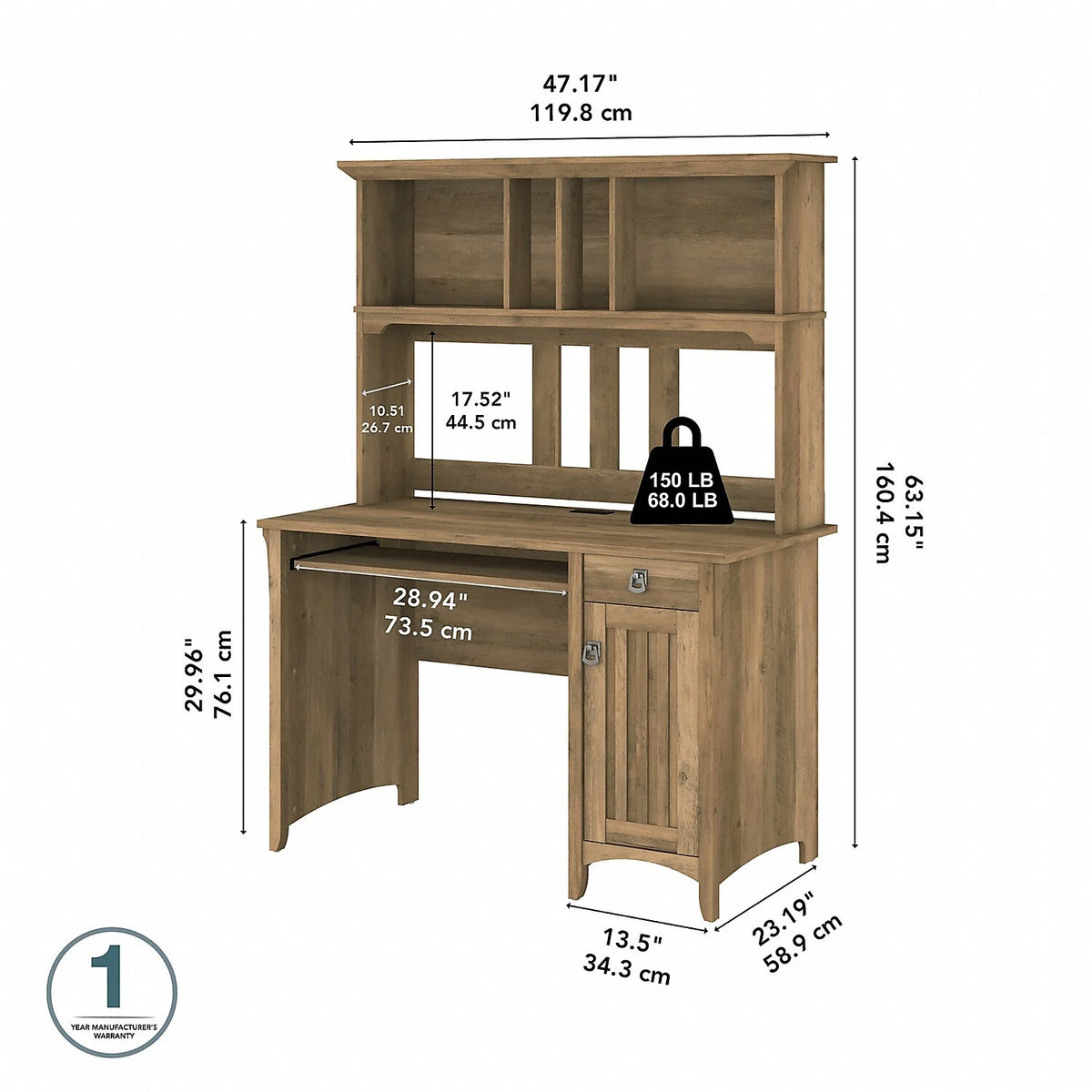 48" Computer Desk and Hutch G551