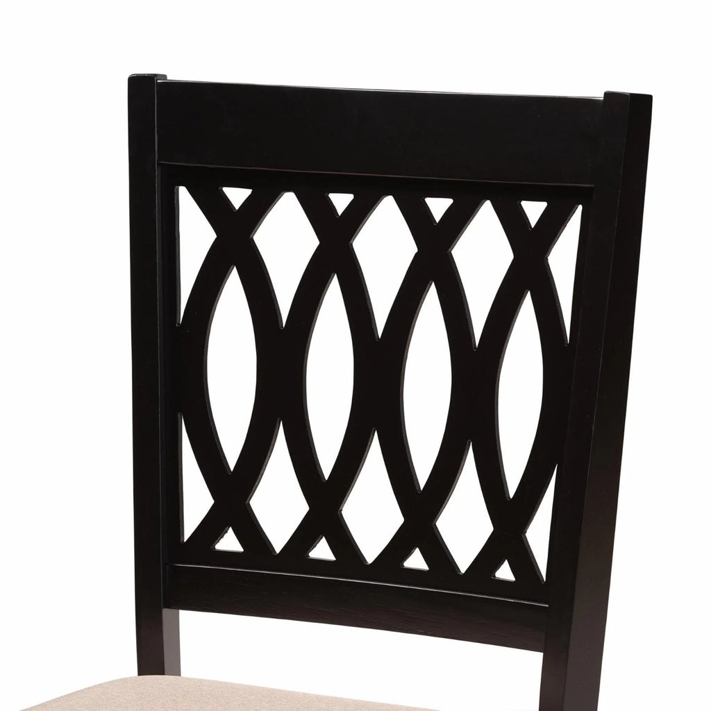 Grey Fabric and Espresso Brown Wood Dining Chair H63295
