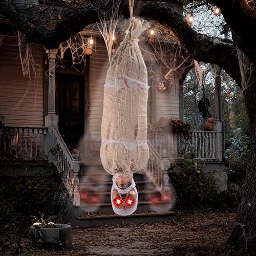 Hanging Cocoon Corpse Decoration with LED Eyes & Sound Effect X7250