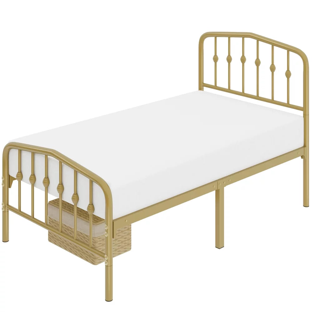 Queen Black Metal Platform Bed Frame with Arched Headboard B6030