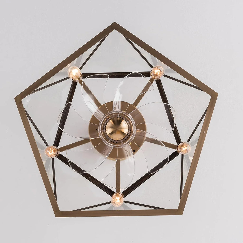18.5'' Caged Ceiling Fan with Lights Remote Control F388