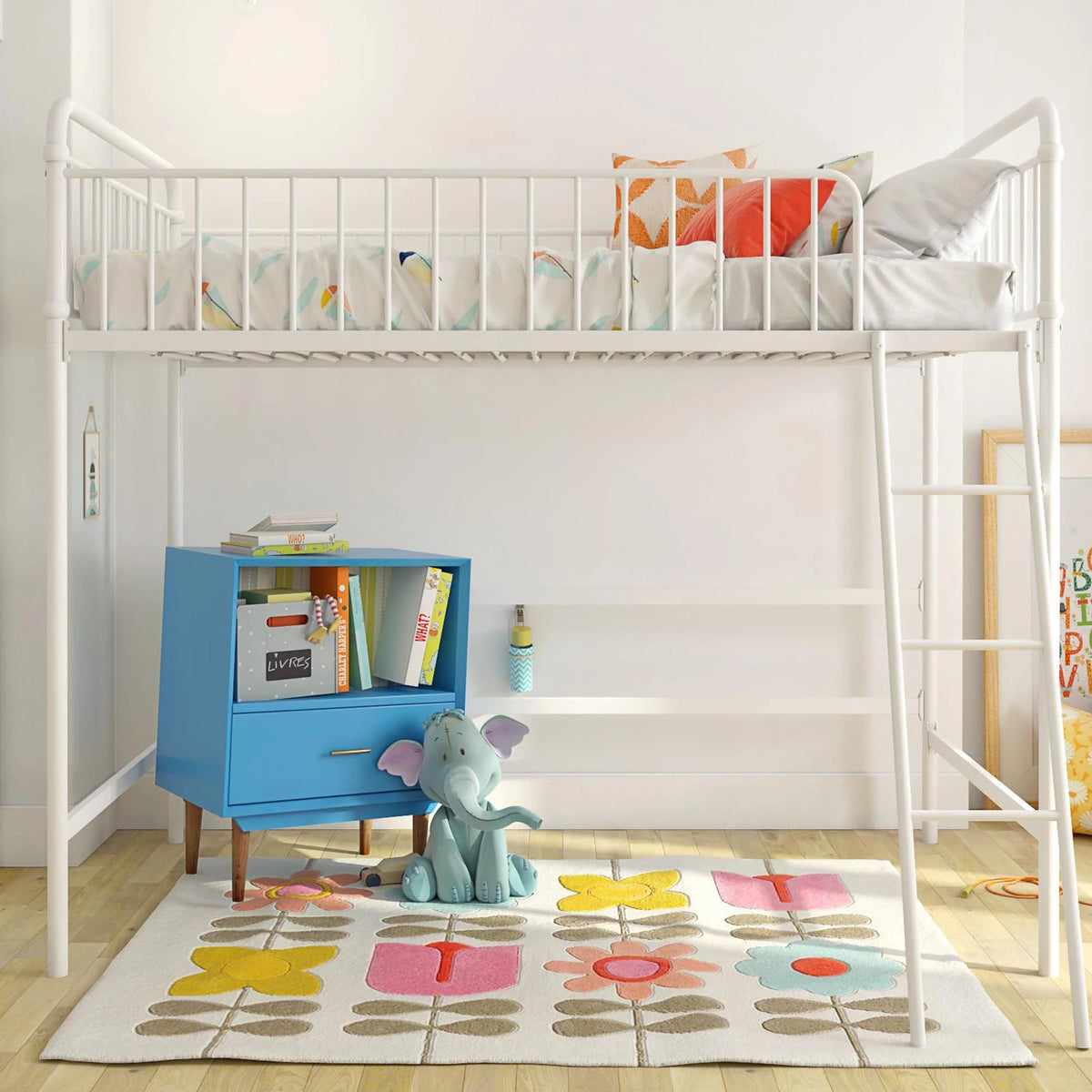 Black Twin Metal Loft Bed L3106