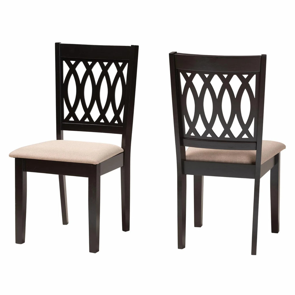 Grey Fabric and Espresso Brown Wood Dining Chair H63295