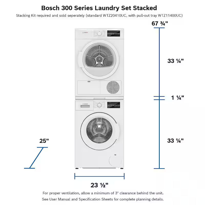 24 in. Laundry Stacking Kit with Shelf in White O7864