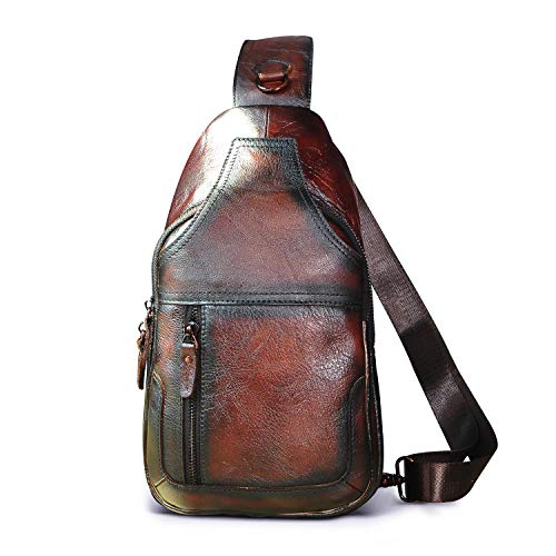 Men Casual Crossbody Chest Sling Bag Leather M208