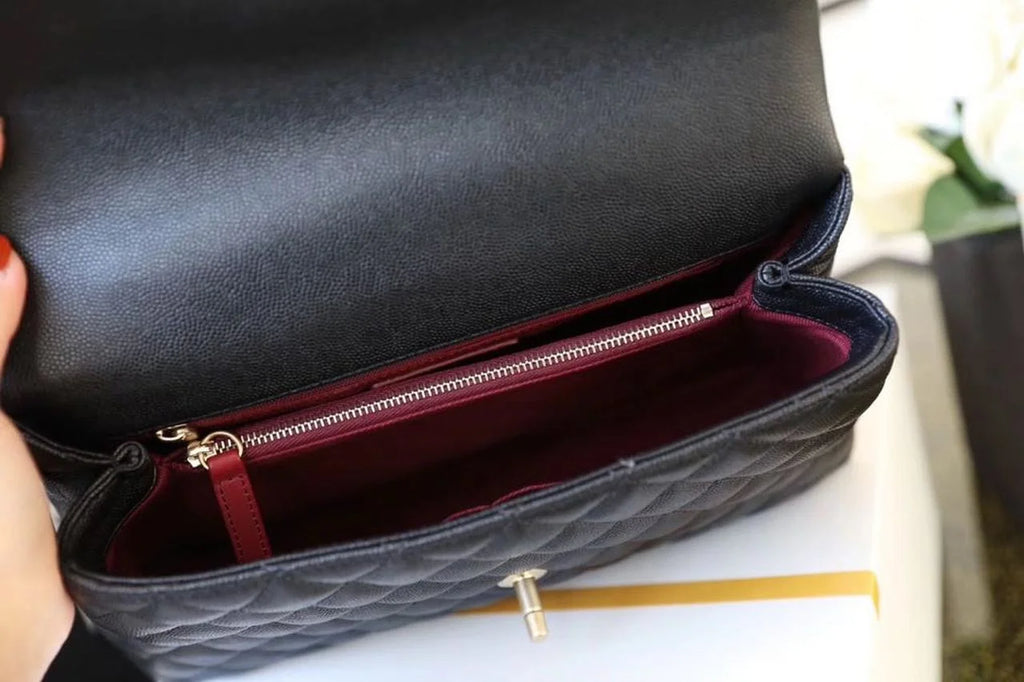 Large Black Flap Bag with Top Handle N701881