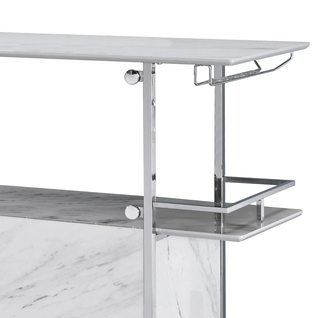 White and Chrome Bar Table N86211