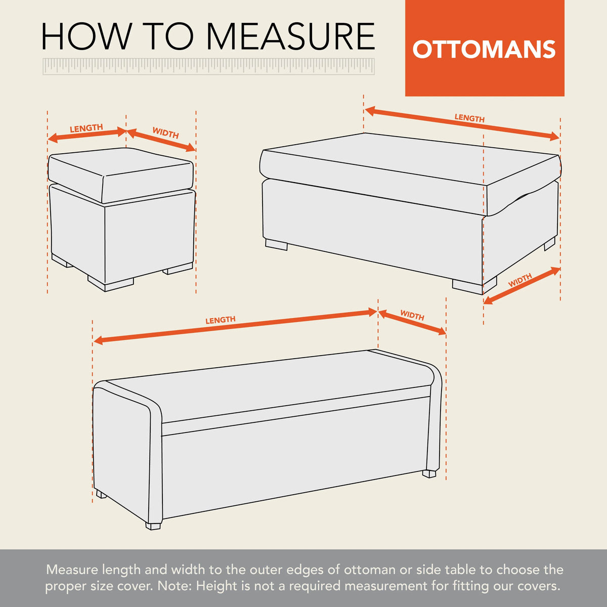 Waterproof Patio Ottoman Cover Q111
