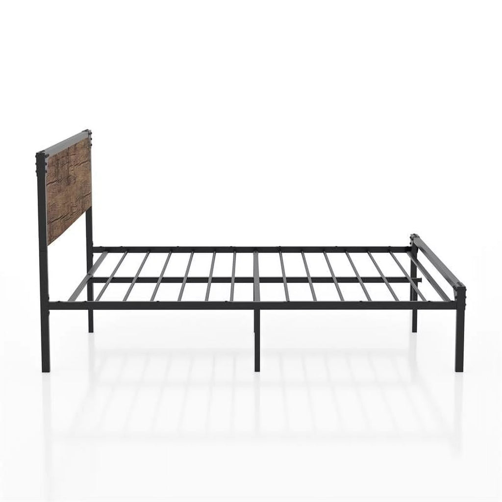 Queen Metal Platform Bed in Brown F6947