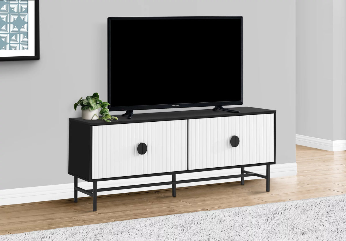 60 Inch Black And White Laminate Tv Stand Y2119