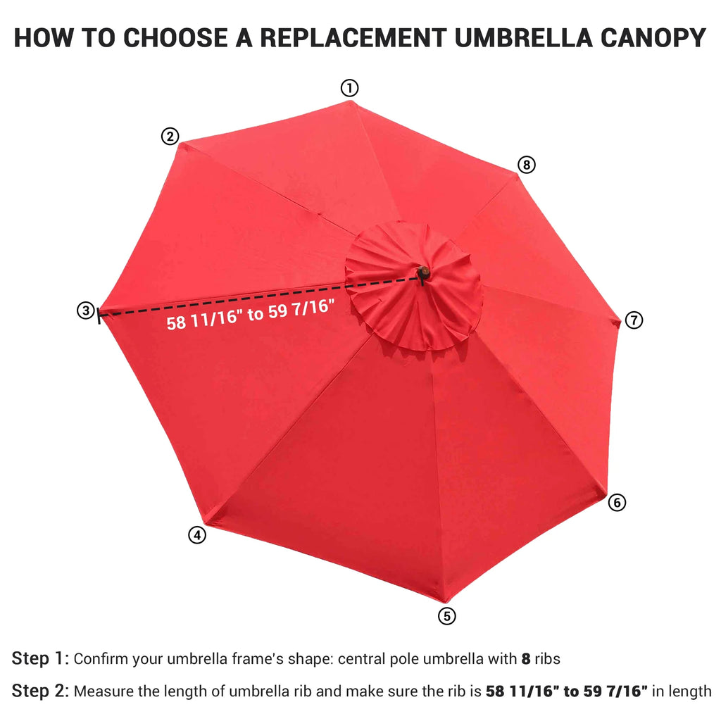 10Ft 8 Rib Umbrella Replacement Canopy V712570