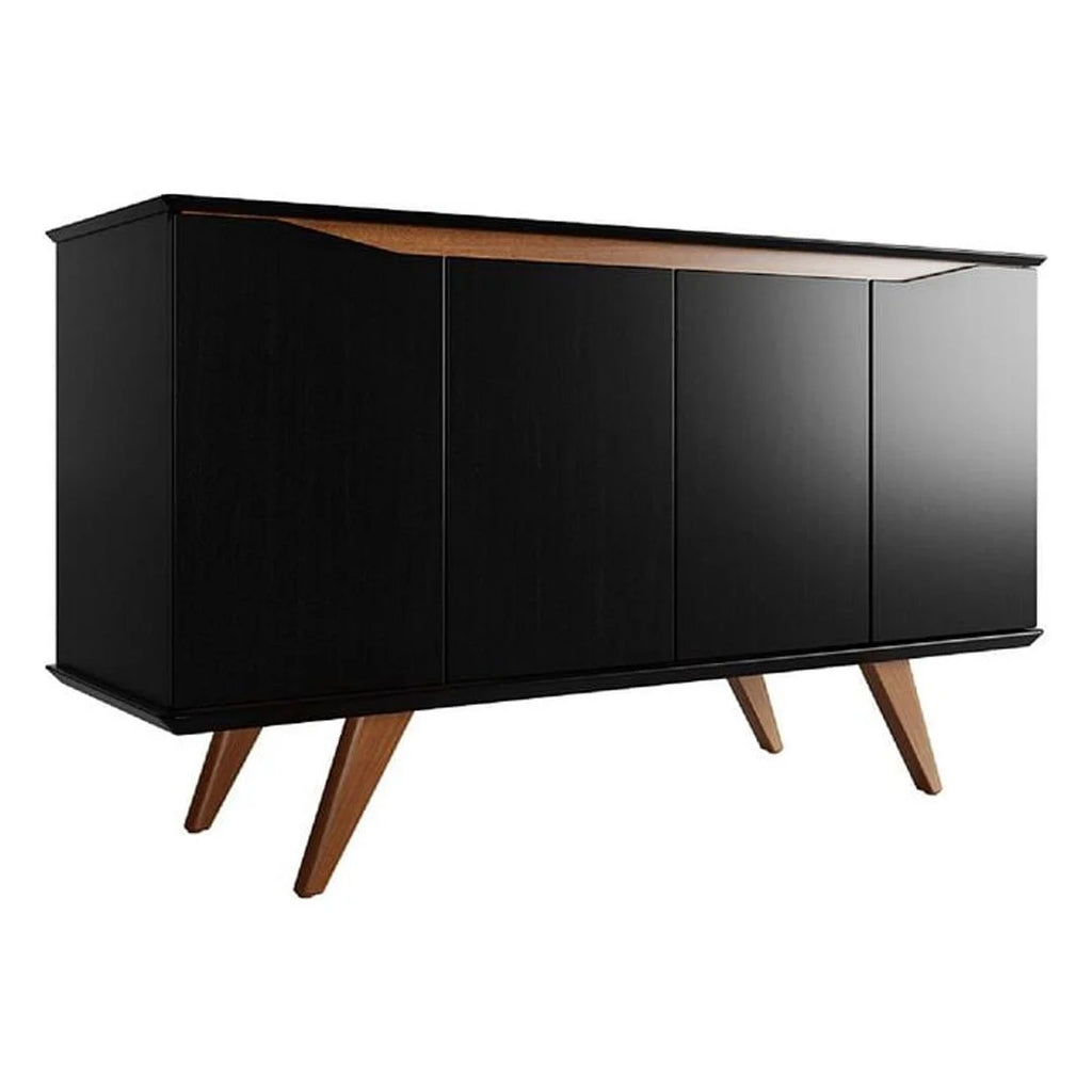 Black 4 Shelves Engineered Wood Sideboard L9717