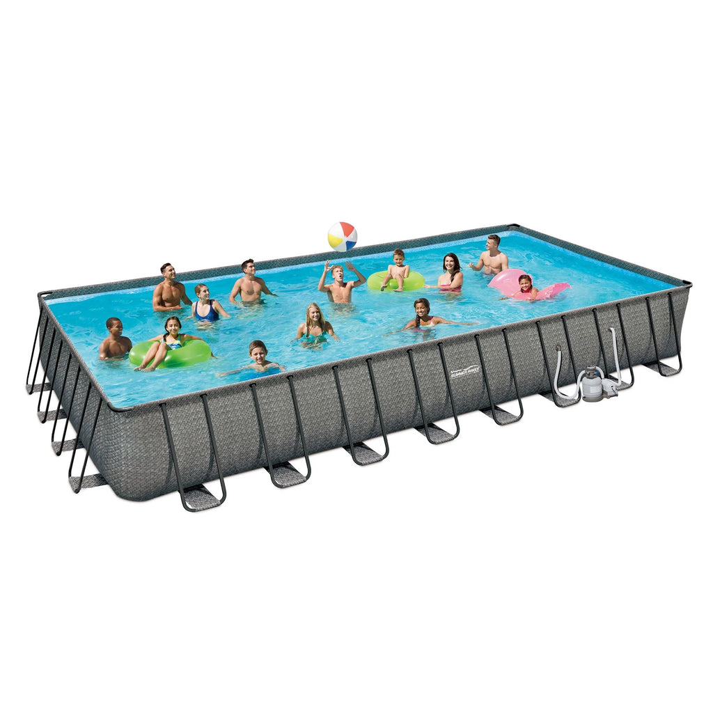24ft x 12ft x 52in Rectangle Frame Swimming Pool Set B6584