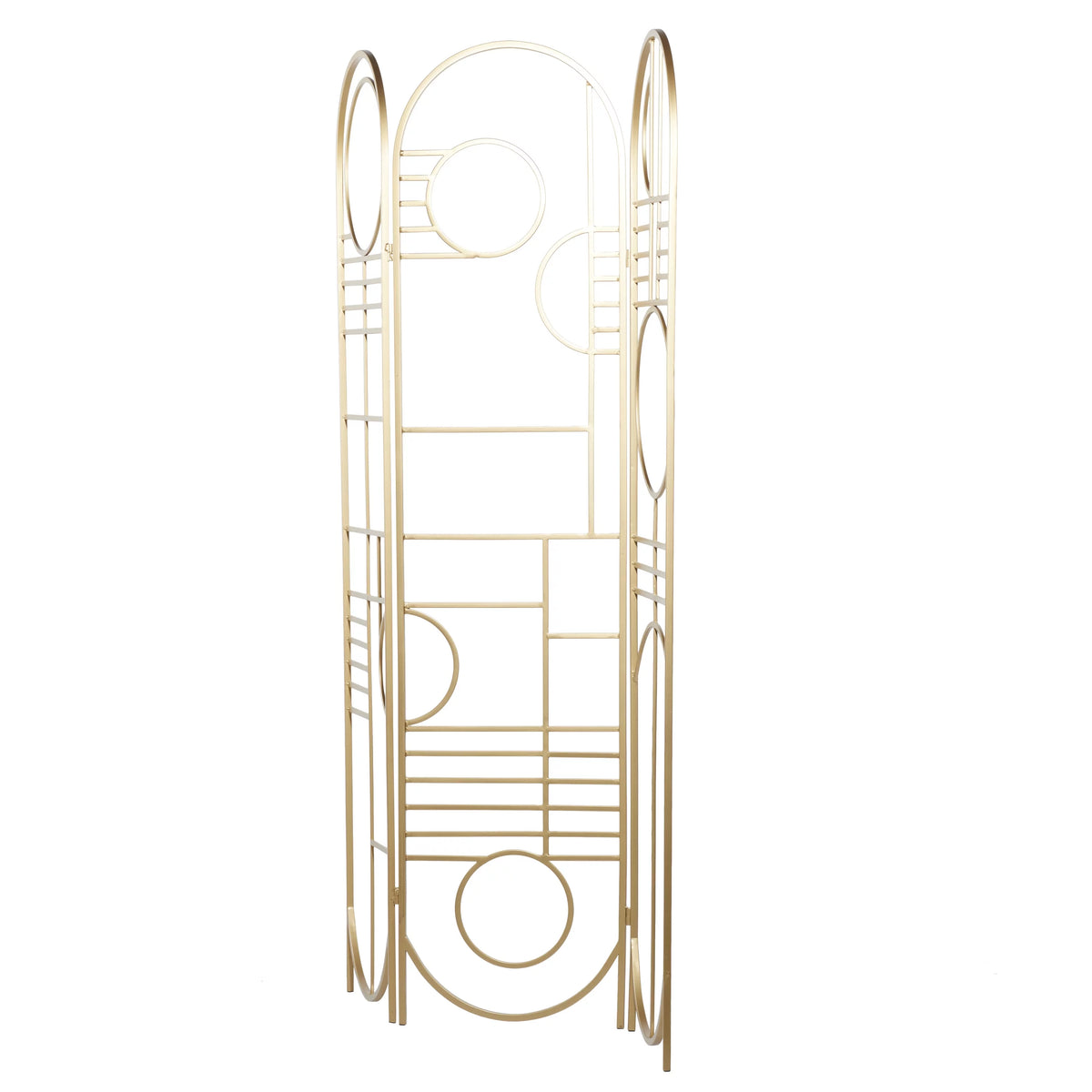 Metal 3 Panel Room Divider Screen with Geometric Pattern E6678