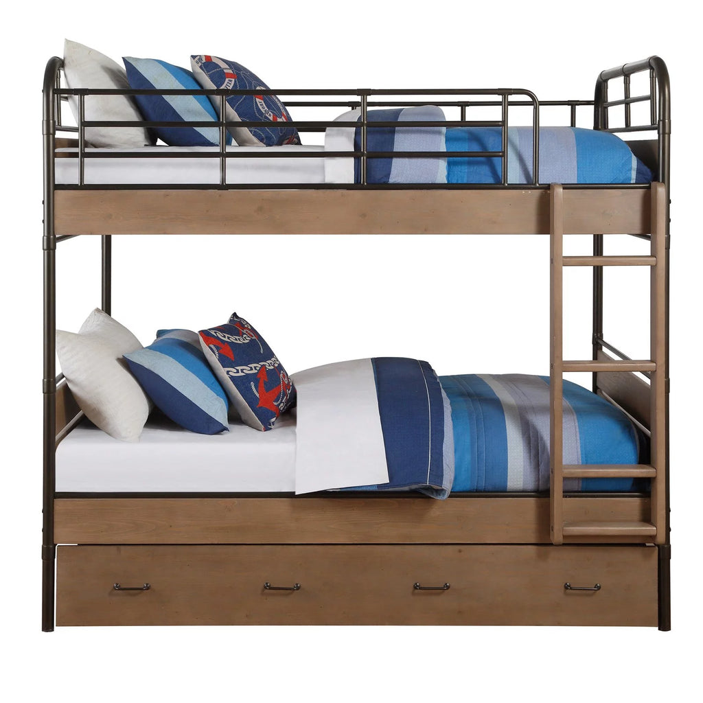 Twin Over Twin Bunk Bed with Trundle Q3803