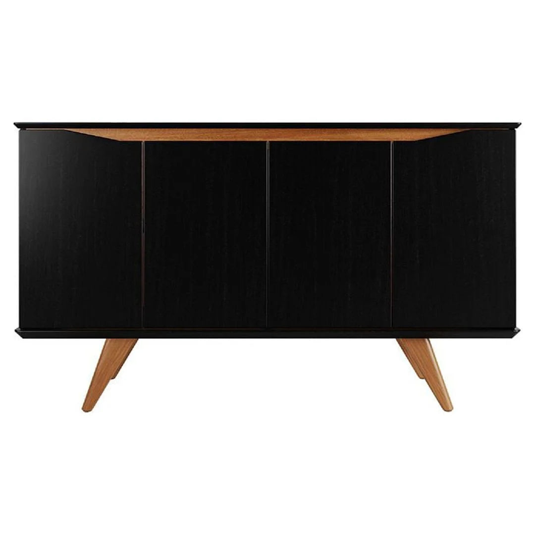 Black 4 Shelves Engineered Wood Sideboard L9717