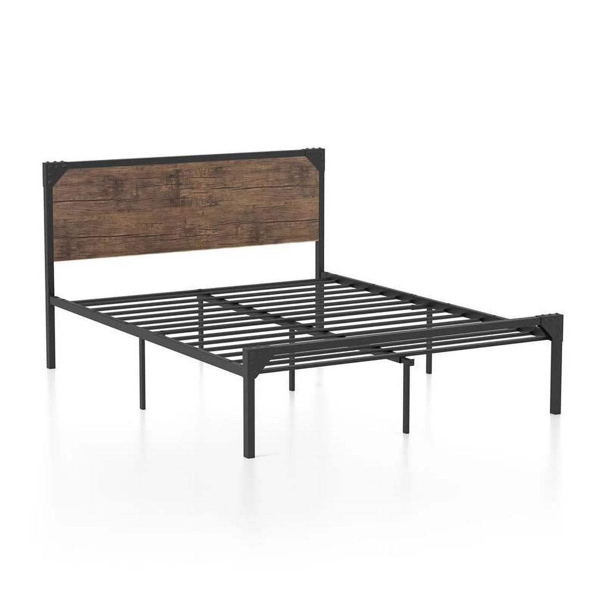 Queen Metal Platform Bed in Brown F6947