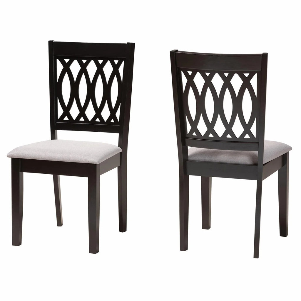 Grey Fabric and Espresso Brown Wood Dining Chair H63295
