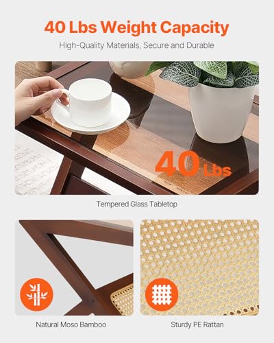 Rattan Coffee Table with Rubber Wood Top 47-Inch E853