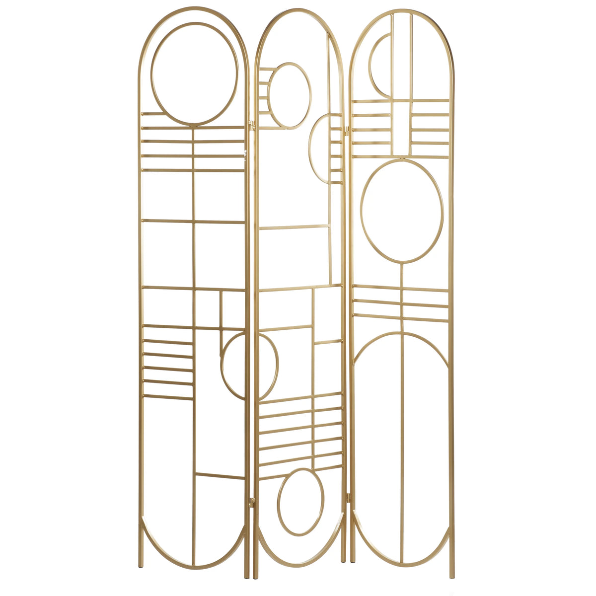 Metal 3 Panel Room Divider Screen with Geometric Pattern E6678