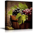 Square Canvas Wall Art Grapes in a Wooden Barrel 16x16 inches K647