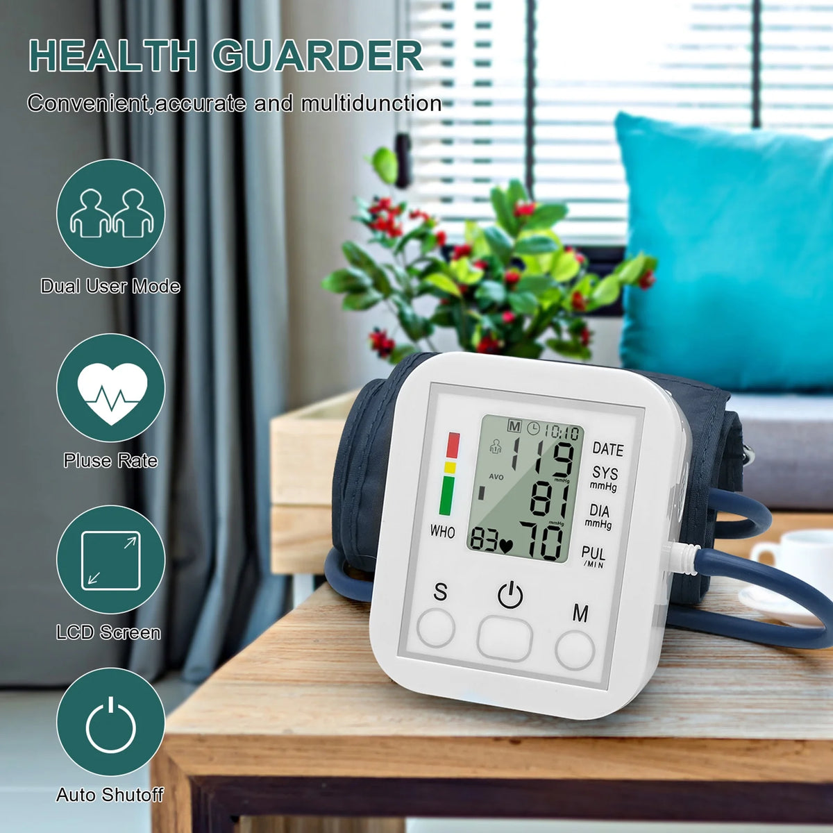 Household Arm Band Type Sphygmomanometer LCD Display P98909