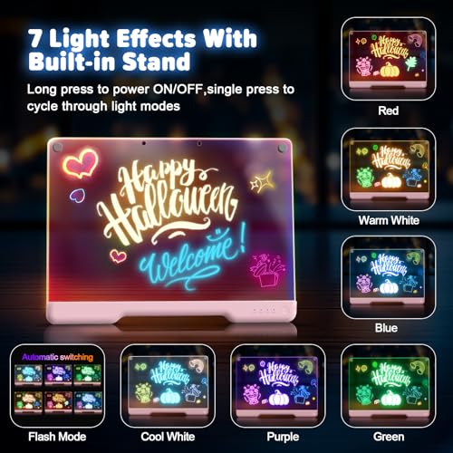 16-Inch Rechargeable LED Note Board with 7-Color Light Modes O598772
