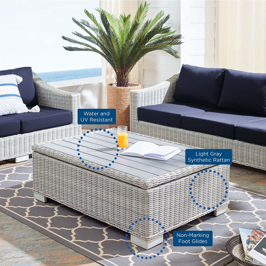 45" Light Gray Wicker Rattan Outdoor Coffee Table V99620