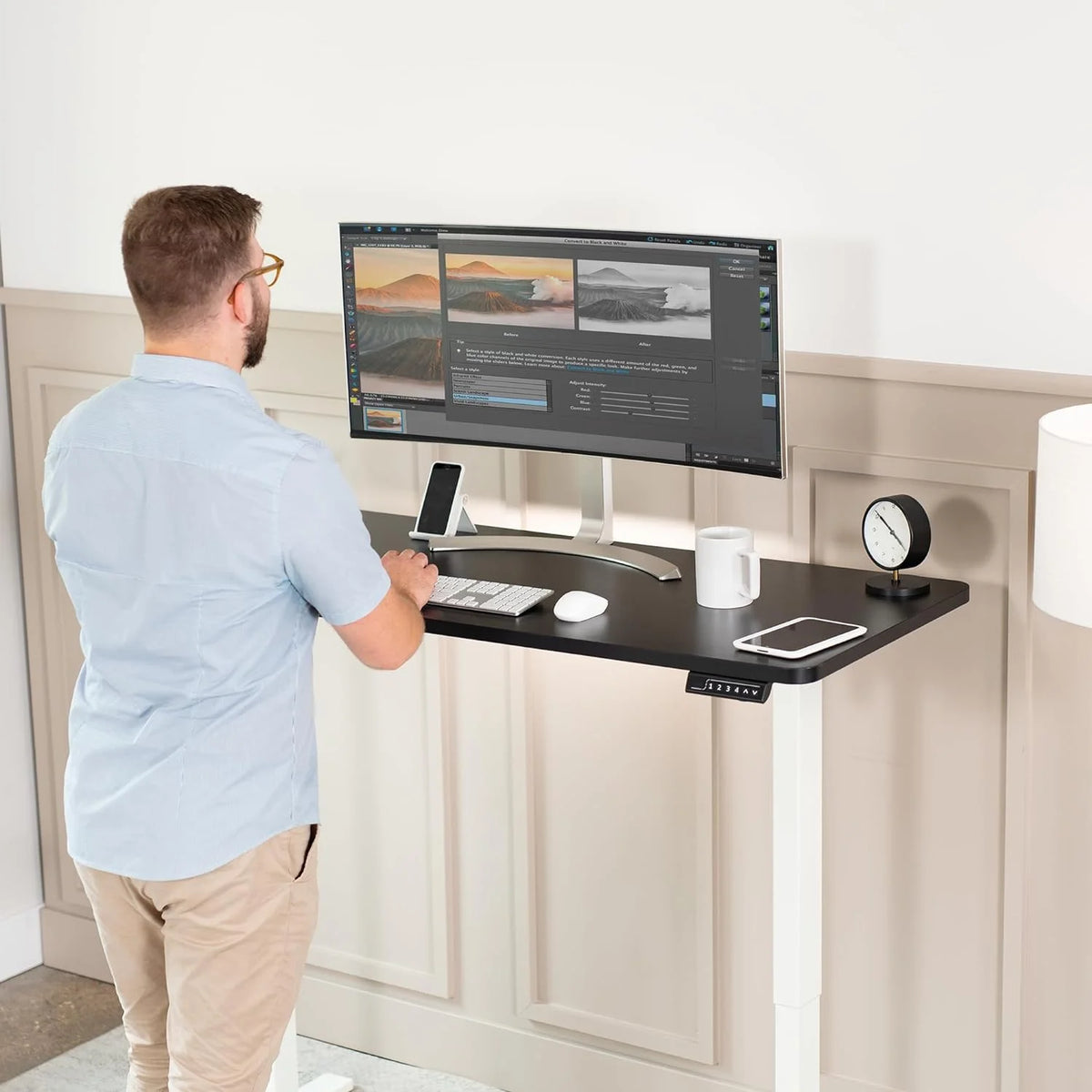 Electric Height Adjustable 60 X 24 Inch Memory Stand Up Desk Y92627