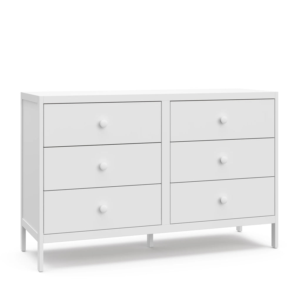 White 6 Drawer Double Dresser V986835