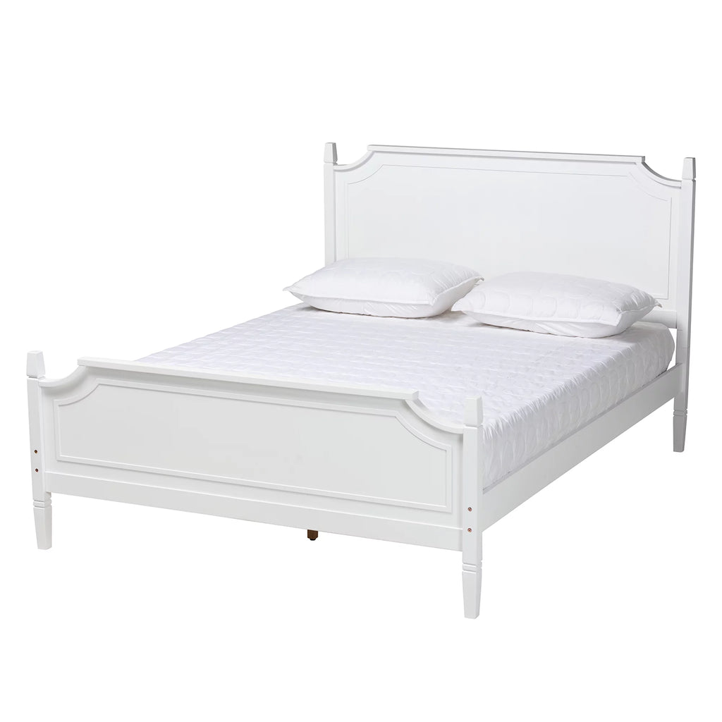 White Wood Queen Size Platform Bed A644
