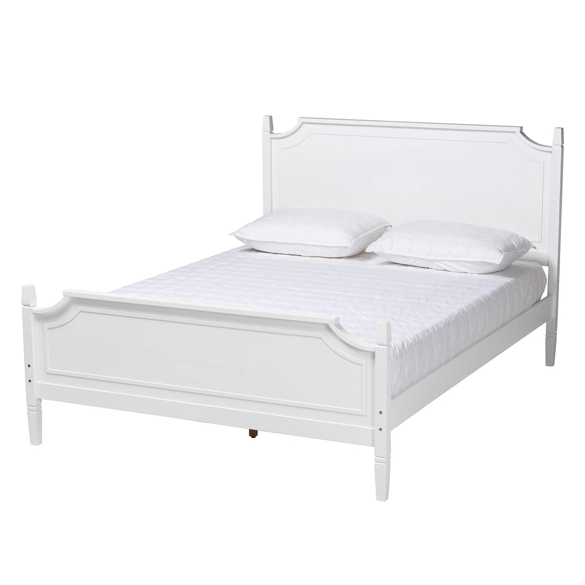 White Wood Queen Size Platform Bed A644