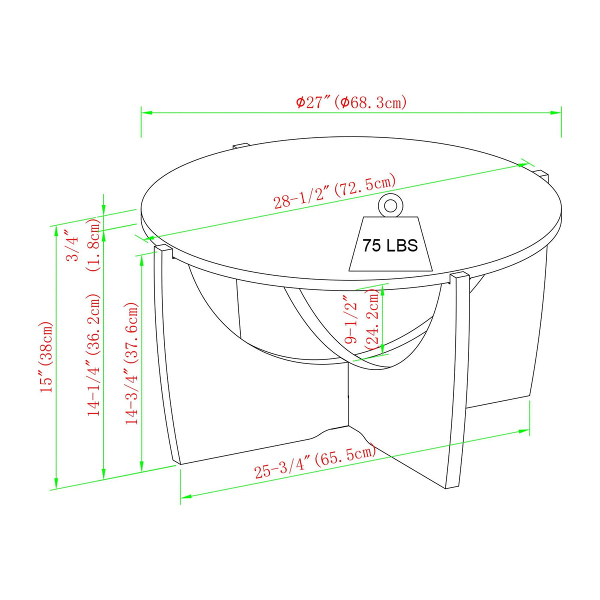 28" Modern Glam Arch-Base Coffee Table T410278