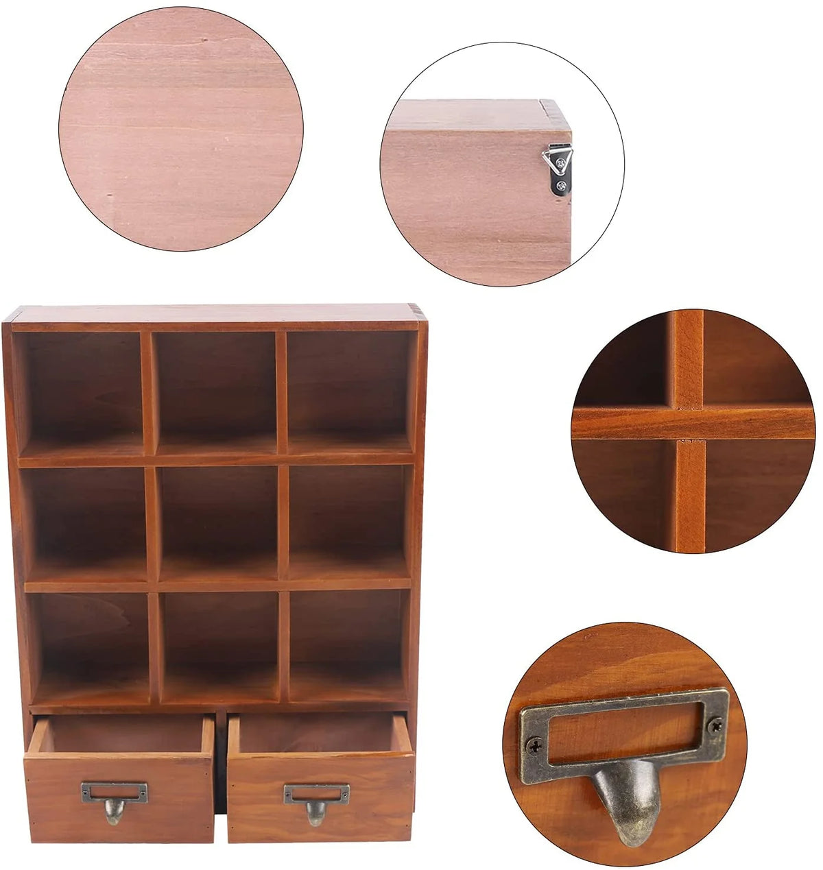 9 Cube Wooden Display Shelf Bookcase with 2 Drawers Q832368