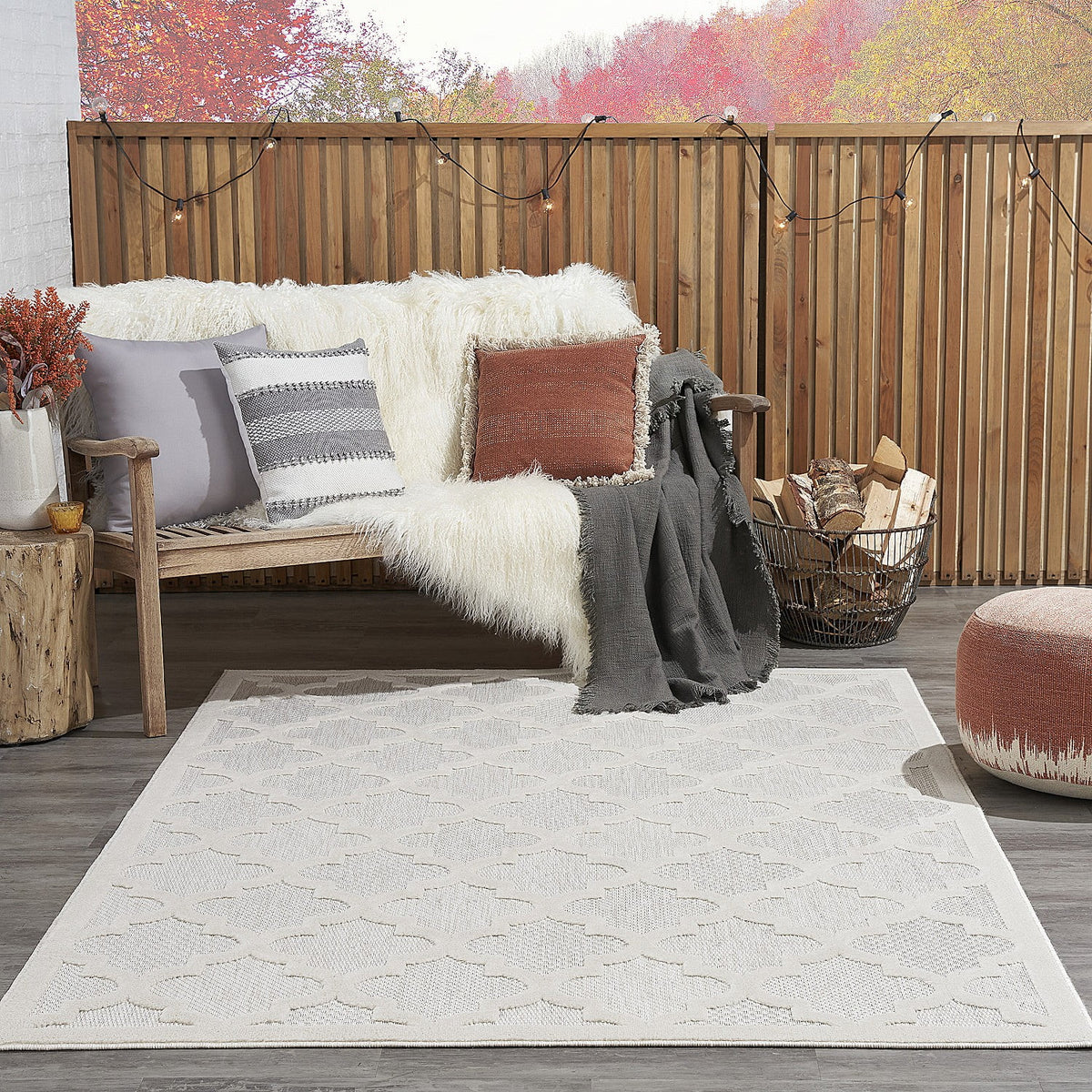 Ivory White 5' x 7' Area Rug K162253
