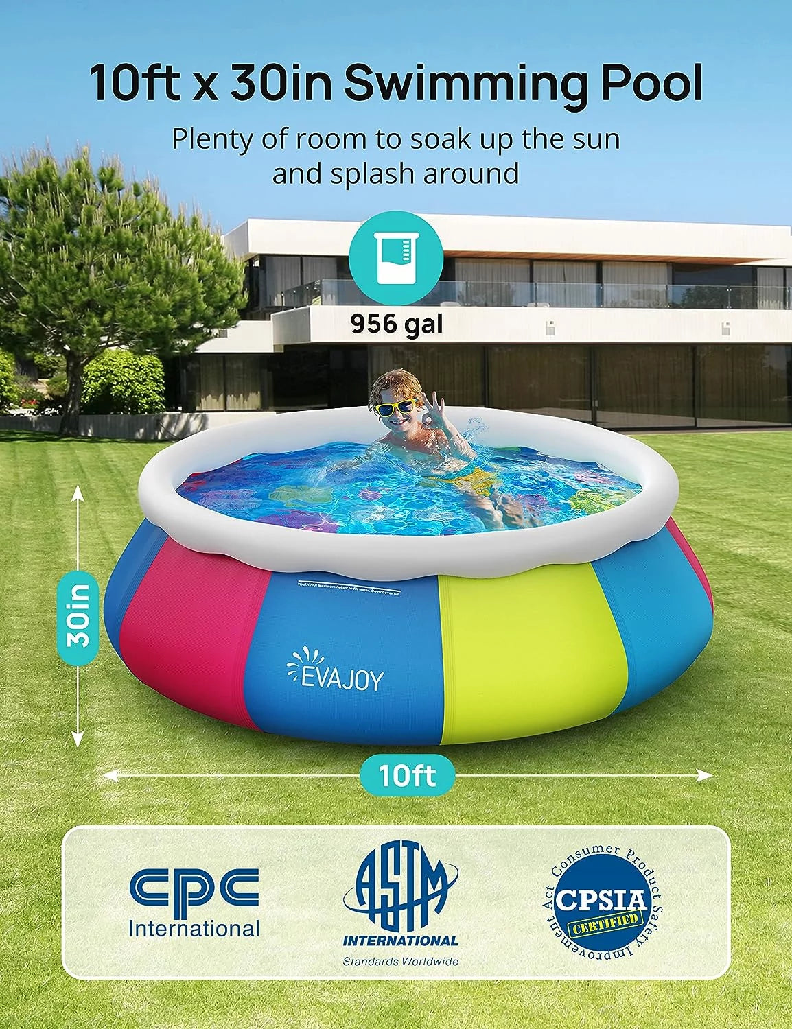10ft 30in Inflatable Swimming Pool with Pool Cover B728