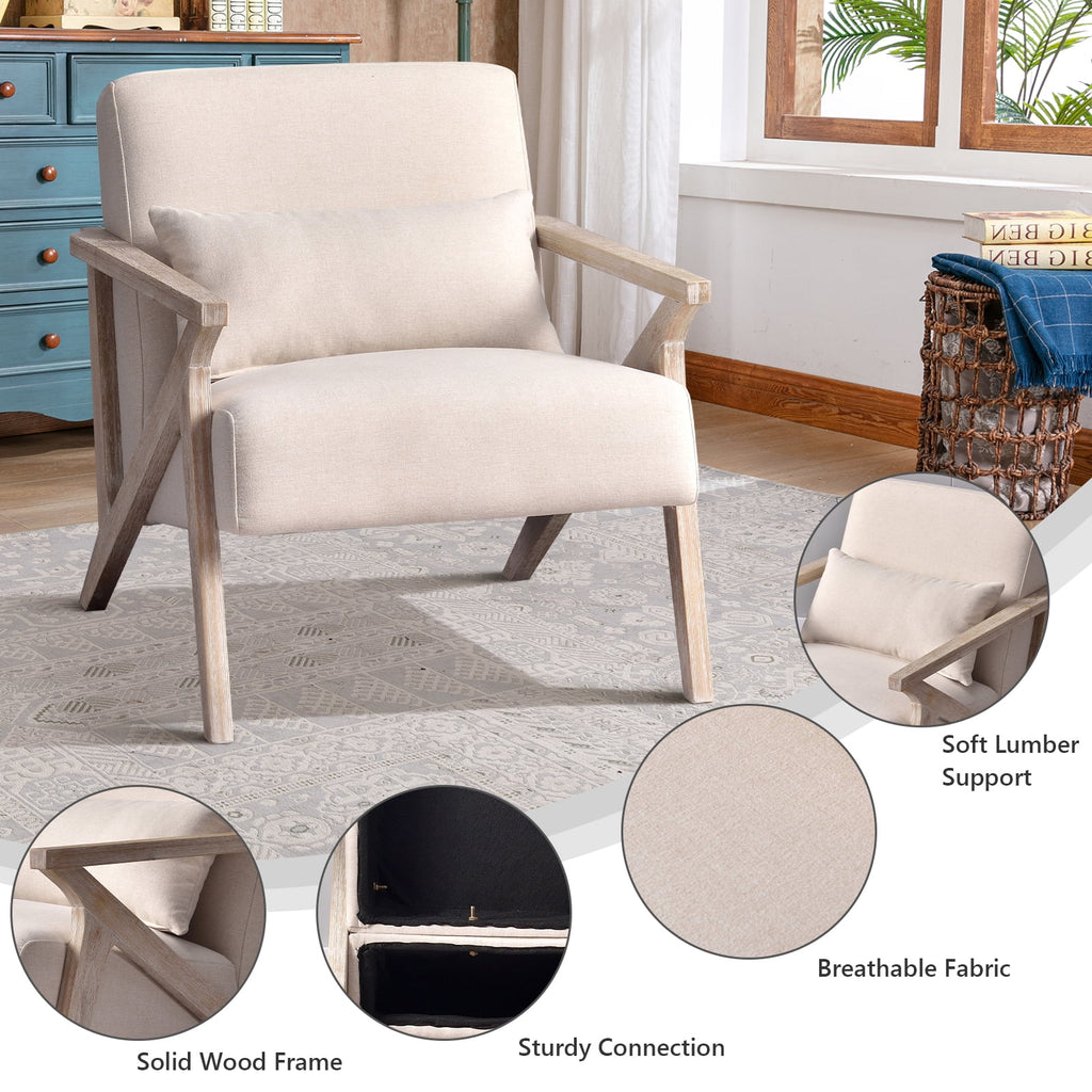 Beige Mid Century Accent Chair M786
